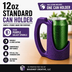 12oz Beverage Can Holder – 3D Printed Purple Galaxy Sparkle