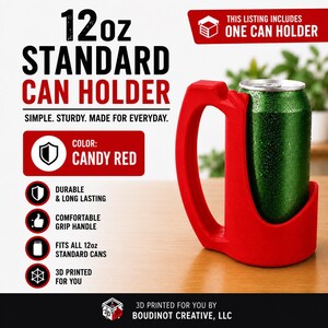 12oz Beverage Can Holder – 3D Printed Candy Red