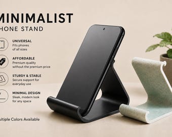 Soporte minimalista para teléfono: soporte moderno para smartphone impreso en 3D.
