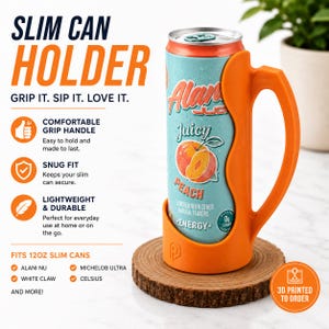 Porta-latas fino para Alani Nu e outros modelos. Orange
