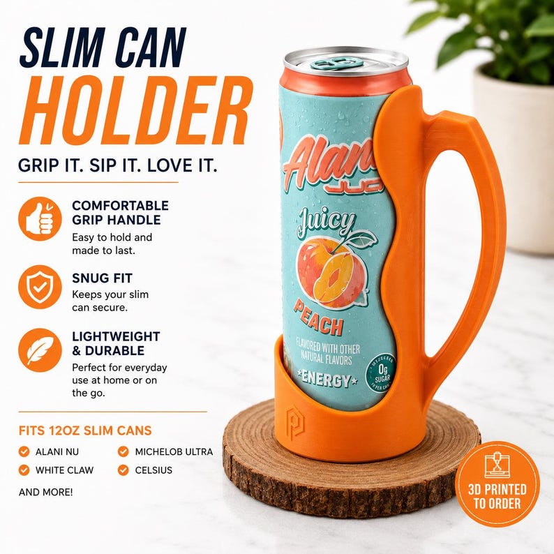 Porta-latas fino para Alani Nu e outros modelos. Orange