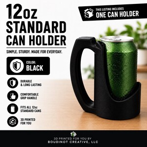 12oz Beverage Can Holder – 3D Printed Black