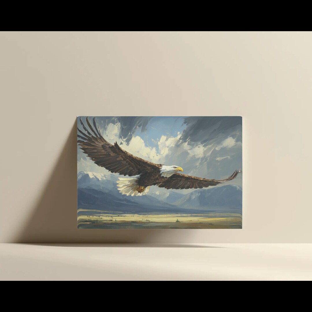 The Eagle | Bald Eagle American Flag Oil Painting Print | Patriotic Art ...