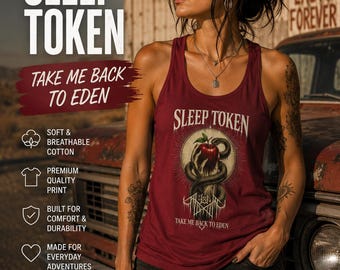 Sleep Token Inspired Womens Racerback Tank Gothic Snake Apple Graphic Shirt Alternative Concert Outfit Take Me Back To Eden Top
