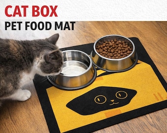 Tapete para comida de gatos, tapete para alimentar gatos, tapete divertido para mascotas, tapete para comedero de gatos, tapete para mascotas con diseño de gato divertido, regalo para amantes de los gatos, tapete para comedero de mascotas, accesorios para gatos, decoración del hogar