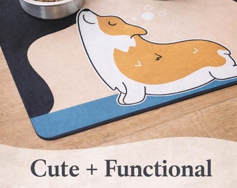 Tapete antideslizante para comida de perros, tapete para comedero de perros, tapete impermeable para mascotas, accesorios de cocina para perros Corgi