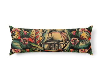 Almohada corporal personalizada con diseño de tatuaje tradicional de la vieja escuela
