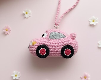 Disney Lightning McQueen Crochet Keychain, Amigurumi Pixar Inspired Car Hanger Charm, Auto Mirror Decor