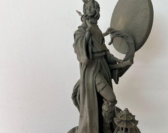 Statue d'Oni féminine, sculpture de démon Yokai japonais, guerrière samouraï en résine peinte à la main, décoration folklorique gothique inspirée du tatouage