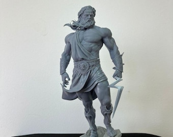 Statue de Zeus - Roi des dieux grecs - Sculpture en résine peinte à la main - Figurine du dieu du tonnerre - Cadeau pour la fête des pères - Décoration