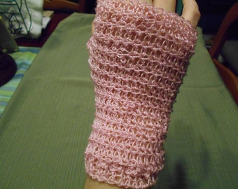 Pink Spring Crochet Doily THREAD Half Gloves