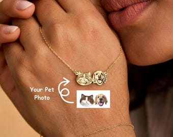 Collar con retrato personalizado de mascota - Joyería personalizada con foto de perro - Colgante grabado para mascota - Regalo conmemorativo significativo para dueños de mascotas