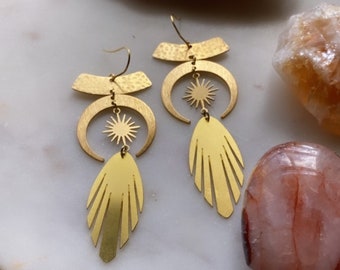 The TEMPLE golden goddess energy dangle spirit earrings