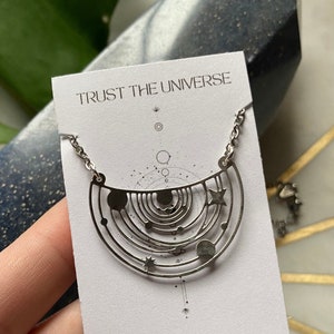 TRUST the UNIVERSE planetary galaxy simple silver solar system necklace