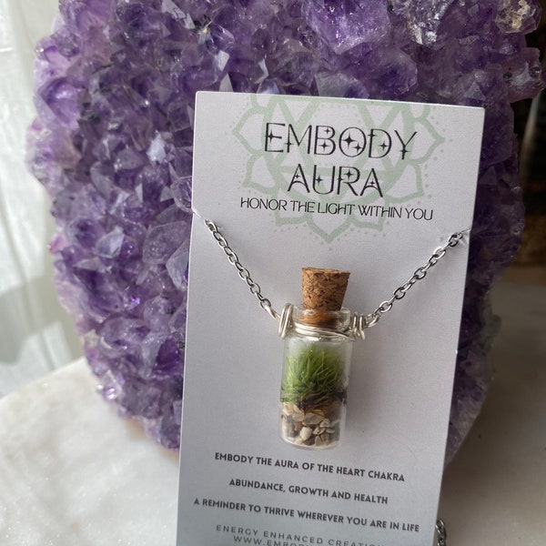 TINY TERRARIUM Necklace with live kentucky moss living plant jewelry