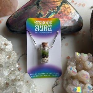 TINY TERRARIUM Necklace with live kentucky moss living plant stainless steel jewelry love gift for her him nature lovers girlfriend