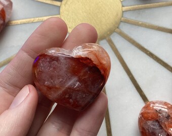 CUORE GUARITORE Ematoide Quarzo cuore a forma di cuore tasca pietra di palma regalo d'amore