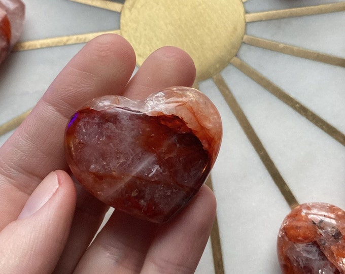 HEART HEALER Hematoid Quartz heart shaped pocket palm stone valentine gift