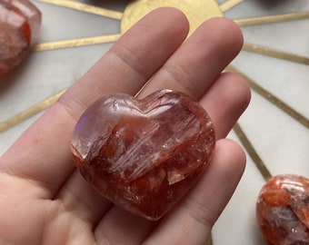 CUORE GUARITORE Ematoide Quarzo cuore a forma di cuore tasca pietra di palma regalo d'amore