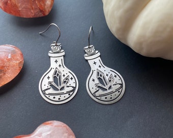 CRYSTAL POTION witchy stainless steel bottle lightweight earrings