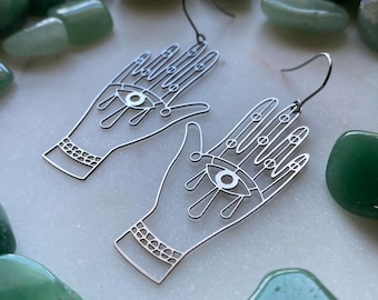 The HAMSA silver or golden eye Earrings