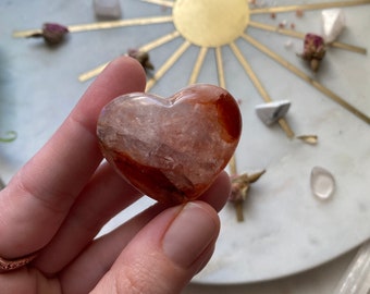 HEART HEALER Hematoid Quartz heart shaped pocket palm stone love gift