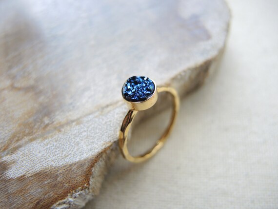 Blanco con drusa 925 Sterling Silver Ring Druzy de piedras preciosas naturales; Todas las Tallas K a y