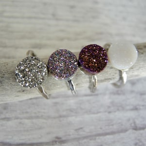 Titanium Coated Druzy Ring: Sterling Silver Adjustable Band