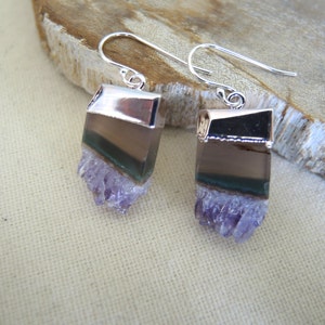 15%OFF SALE, Amethyst Earrings, Amethyst Slice Earring, Silver Earrings, Amethyst Druzy Earrings, February Birthstone, Jewelry Gifts For Her