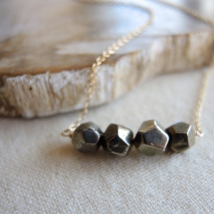 Gold Pyrite Necklace: 14K Gold Filled Chain, Gemstone Jewelry