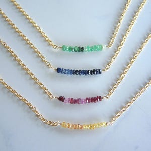 Emerald Sapphire Ruby Bracelet: 14K Gold Filled Gemstone Chain