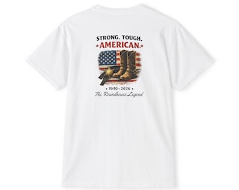 Strong, Tough, American - 'The Roundhouse Legend' - Front Pocket Tee