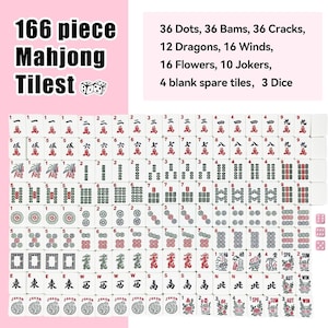 Pu&ograve; includere: Un set di 166 tessere per Mahjong composto da pezzi bianchi con simboli incisi in nero, rosso e verde, inclusi punti, bamb&ugrave;, caratteri, draghi, venti, fiori e jolly. Il set include tre dadi e un elenco che specifica le quantit&agrave; dei pezzi.