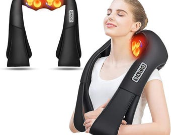 Electric Shiatsu Neck Massager with Heat – Deep Tissue Shoulder Pillow for Stress Relief