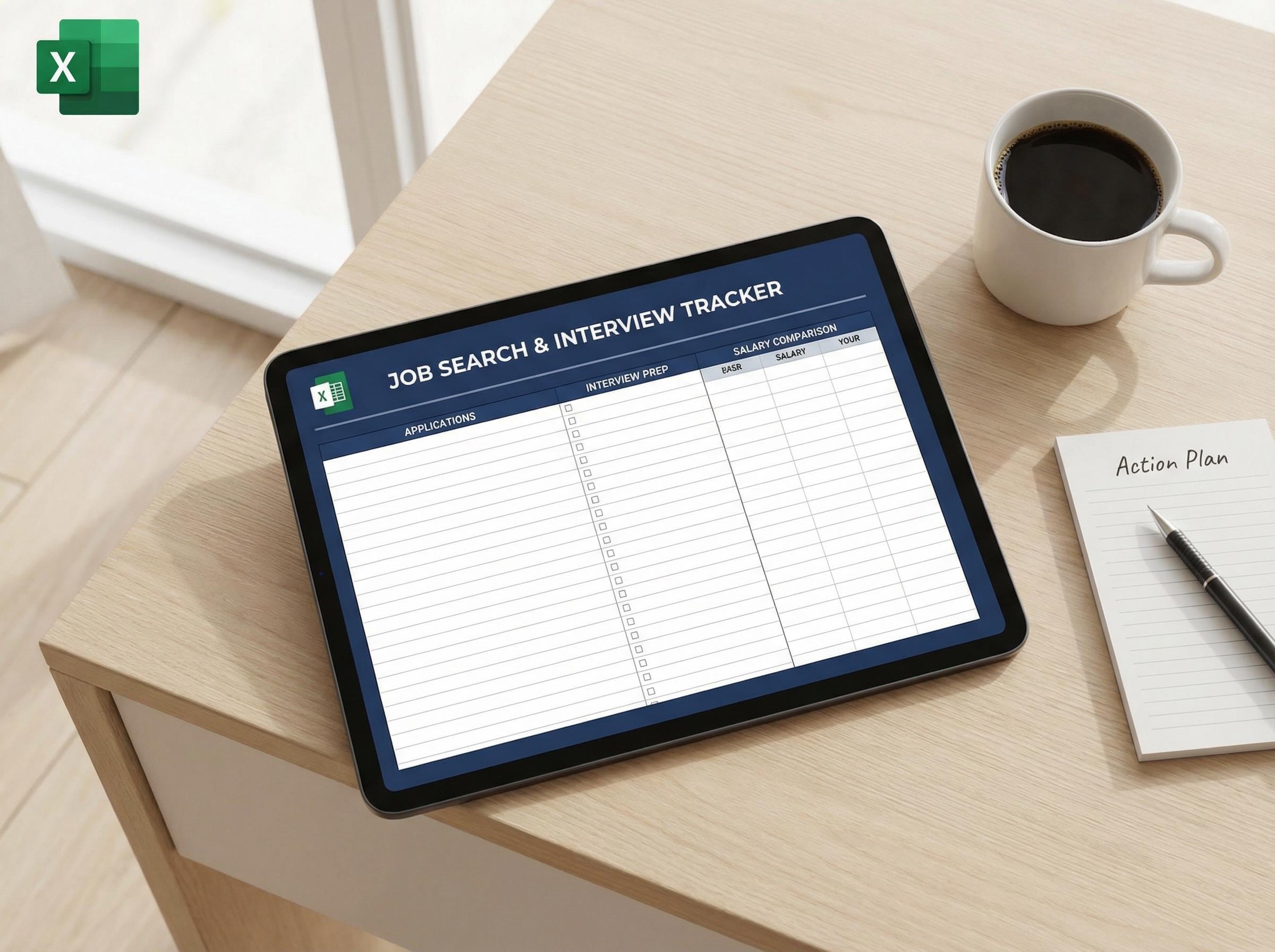 Job Search Tracker Spreadsheet | Interview Prep Template | Salary ...