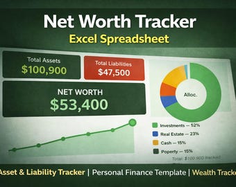 Net Worth Tracker Excel Spreadsheet | Asset & Liability Tracker | Personal Finance Template | Wealth Tracker