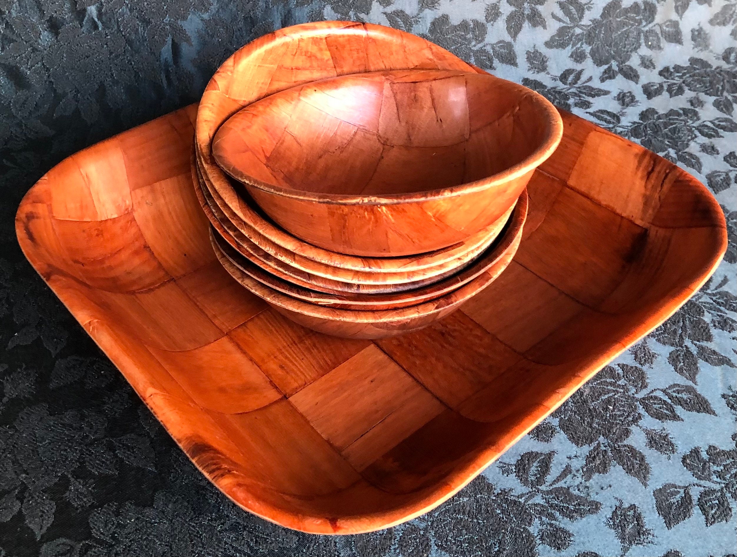 wooden salad bowl by Well Equipped kitchen co 12x7 1 1/2 Thickness