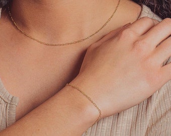 Sadie Chain Bracelet | Gold or Silver | Dainty & Delicate Minimalist Stacking Bracelet | Basic Gold Chain Simple Layering Thin Bracelet