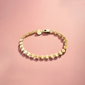Sequin Chain Bracelet | Dainty Delicate Sterling Silver Minimalist Circle Disc Bracelet | Perfect for Layering | Simple Everyday Jewelry