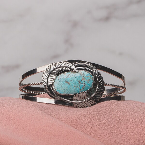 Turquoise Lightning Cuff Bracelet - Artisan Crafted