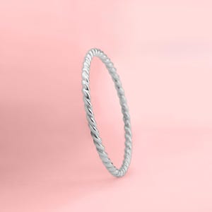 Silver Braided Rope Stacking Ring | Twisted Sterling Silver Skinny Stackable Band, Basic Minimalist Twist Stack Ring, Everyday Simple Modern