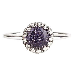 Anillo de constelación de cielo nocturno - Plata de ley y piedra preciosa de oro azul - Joyería de galaxia estrellada, espacio exterior y noche - Tallas 4-12 de EE. UU.