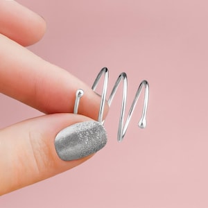 Spiral Bypass Ring | Adjustable Sterling Silver Twisted Coil Ring or Midi Ring | Beaded Dotted Wrap Around Ring | Minimalist Everyday