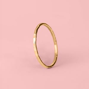 Hammered Stacking Ring | 14K Gold Fill 1mm Skinny Textured Ring in Silver, Gold, or Rose Gold | Comfort Fit USA Sizes 2-12