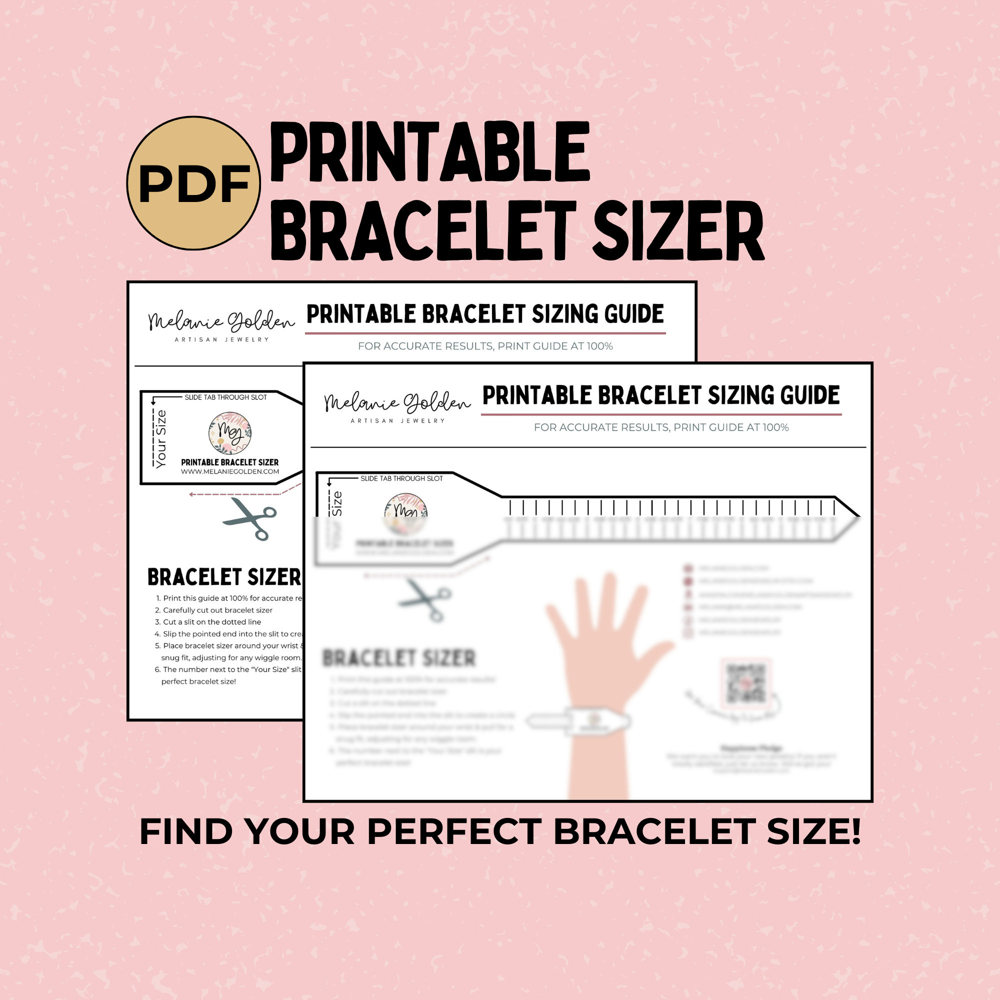 Téléchargement numérique | Sizer de bracelet imprimable | Outil de réglage de la taille du poignet des États-Unis | Trouvez la longueur de votre bracelet | Mesureur facile à utiliser