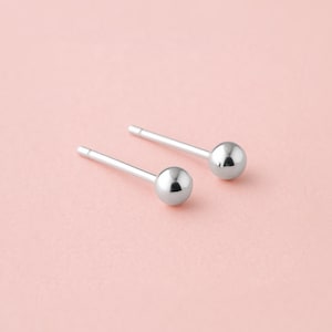 Tiny Ball Stud Earrings | Sterling Silver 3mm Tiny Round Circle Post Earrings | Simple Minimalist Everyday Jewelry Gift for Her