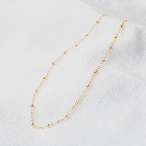 Satellite Chain Necklace | Gold or Silver Saturn Chain | Dainty Gold Choker Layering Necklace | Simple Gold Dot Necklace | Gift For Her