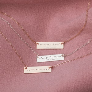 Morse Code Bar Necklace Secret Message Personalized Engraved Military Nameplate Bar in Silver, Gold or Rose Gold Custom Gift for Her image 2