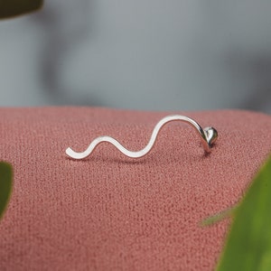 The Original Wave Cartilage Earring Sterling Silver Wavy Swirl Swirly Squiggle Helix Hex Piercing Jewelry for Upper Ear Thread Through image 9