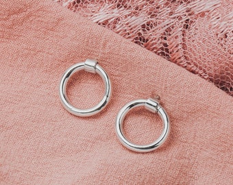 Forever Connected Earrings | Chunky Sterling Silver Geometric Round Open Circle Halo O Karma Eternity Post Stud Earrings | Minimal Jewelry